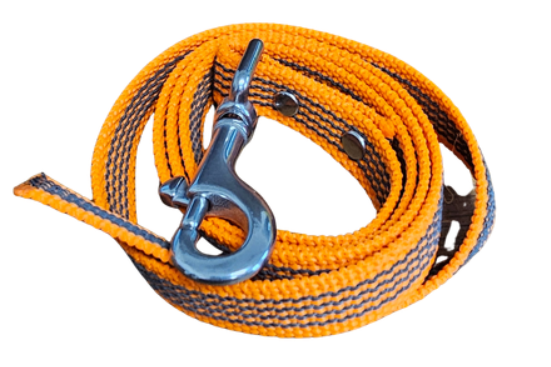 Gummierte Leinen mit Edelstahl Karabiner Orange